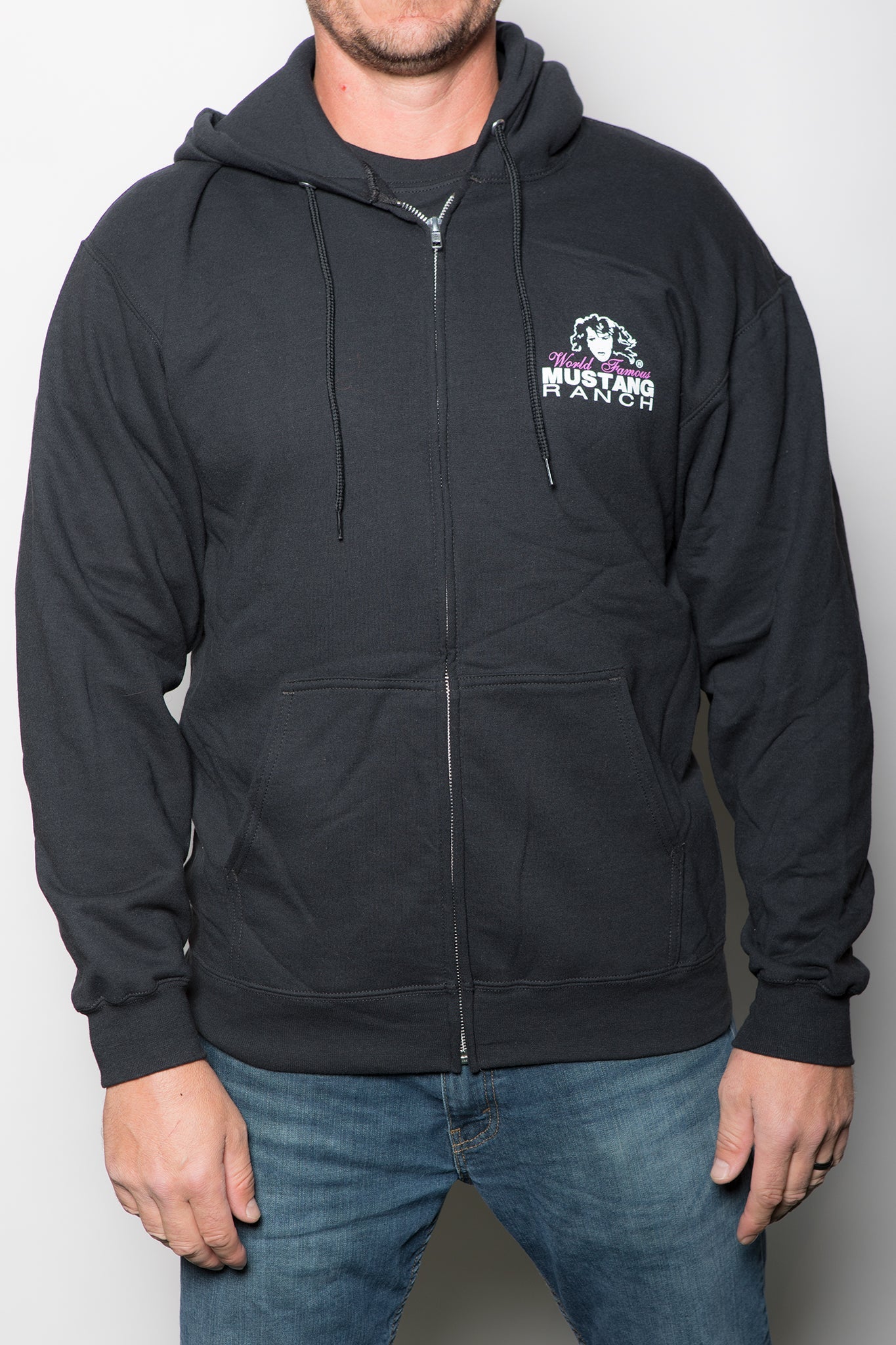 Unisex Zip-up Hoodie with MUSTANG RANCH® Logo