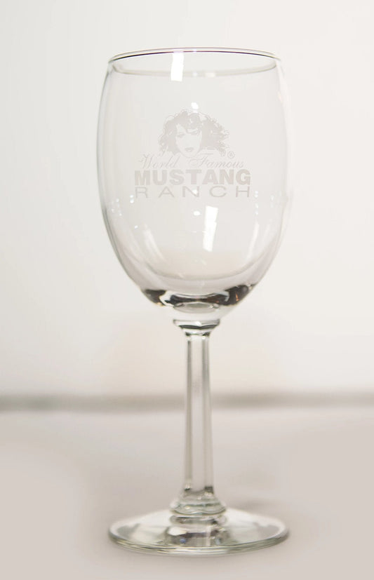 Stemmed Wine Glass - Mustang Ranch Logo
